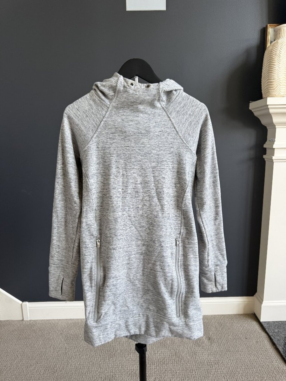 Athleta Light Marbled Gray Hoodie